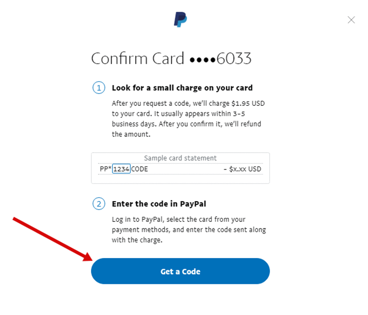 click on Get a code