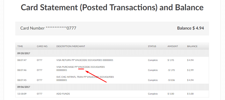 get the verification code in your card statement