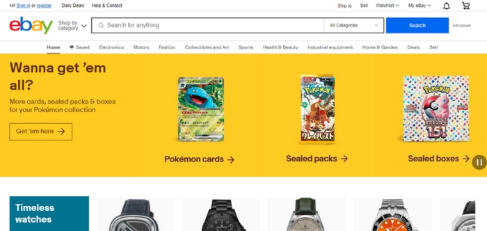 open any browser and search www.eBay.com to go to the portal. The screen may look like this